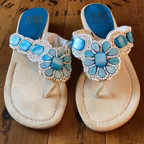 A|M by Ann Marino Shell and Seed Bead Sandal - Picture 2 of 7